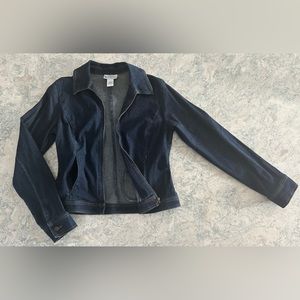 Stretch Denim Ann Taylor LOFT fitted dark denim jacket